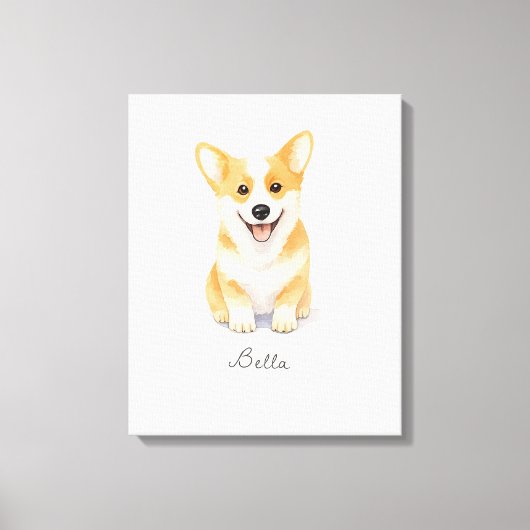 Cute Corgi Dog Canvas Afdruk (Voorkant)