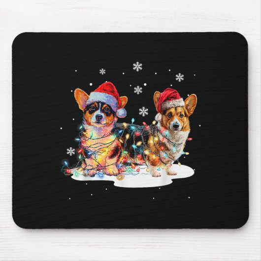 Cute Corgi Dog Christmas Lights Xmas Holidays Muismat (Voorkant)