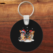 Cute Corgi Dog Christmas Lights Xmas Holidays Sleutelhanger (Voorkant)