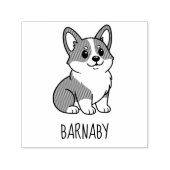 Cute Corgi Dog Custom Name Zelfinktende Stempel (Design)
