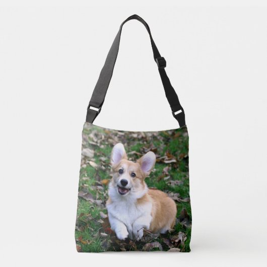 Cute Corgi Dog Leaping Crossbody Tas (Voorkant)
