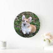 Cute Corgi Dog Leaping Grote Klok (Huis)