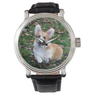 Cute Corgi Dog Leaping Horloge