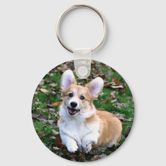 Cute Corgi Dog Leaping Sleutelhanger (Voorkant)