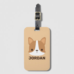 Cute Corgi Dog met persoonlijke naam Bagagelabel