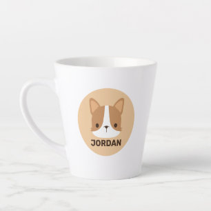 Cute Corgi Dog met persoonlijke naam Latte Mok