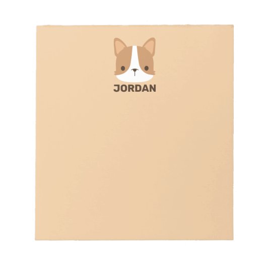 Cute Corgi Dog met persoonlijke naam Notitieblok (Voorkant)