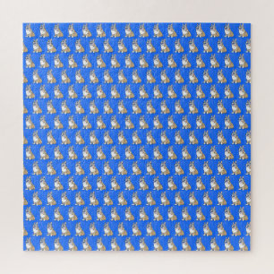 Cute Corgi Dog Pattern Blue Background Legpuzzel