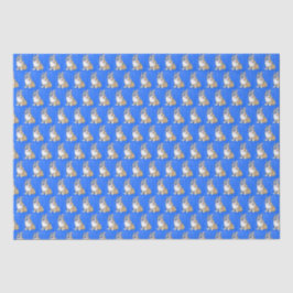Cute Corgi Dog Pattern on Blue Background Tissuepapier