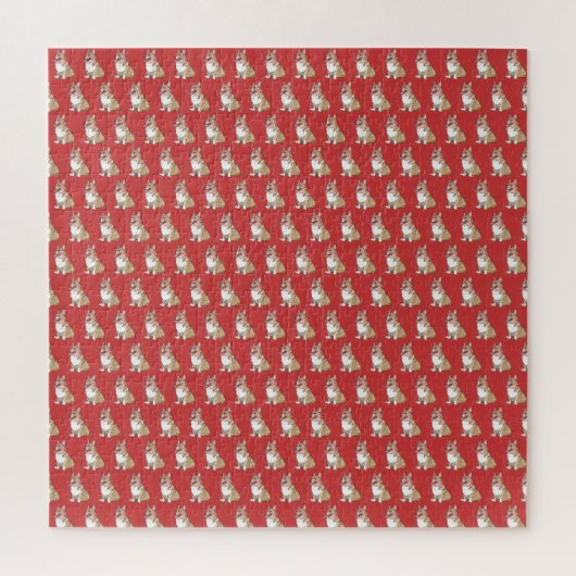 Cute Corgi Dog Pattern Red Background Legpuzzel (Verticaal)