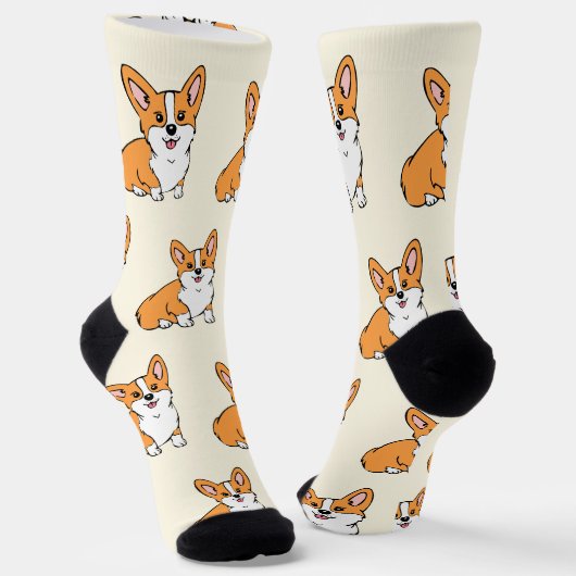 Cute Corgi Dog Pattern Sokken (Gebogen)
