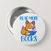 Cute Corgi Dog Reading Button (Voorkant /achterkant)
