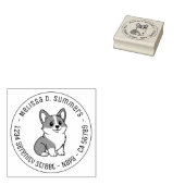 Cute Corgi Dog Round Address Rubberstempel (Gestempeld)
