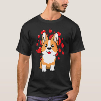 Cute Corgi Dog Valentines Day Love Heart For Dog   T-shirt