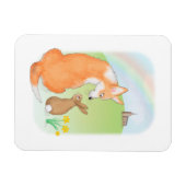 Cute corgi en rabbit Easter magnet Magneet (Horizontaal)