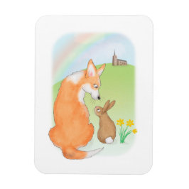 Cute corgi en rabbit Easter magnet Magneet
