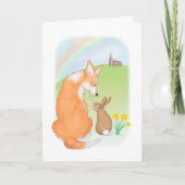 Cute corgi en rabbit Paaskaart Kaart (Voorkant)