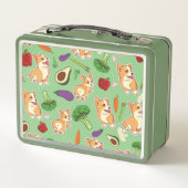 Cute Corgi en Vegetables Food Pattern Green (Achterkant)
