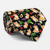Cute Corgi en Vegetables Food Pattern Stropdas (Opgerold)