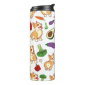 Cute Corgi en Vegetables Food Pattern Thermosbeker (Gedraaid links)