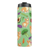 Cute Corgi en Vegetables Food Pattern Thermosbeker (Voorkant)
