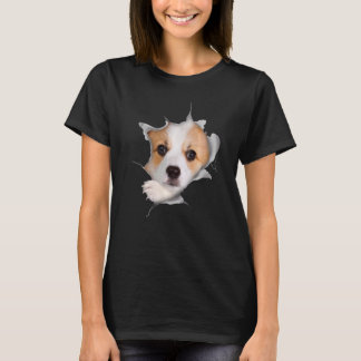 Cute Corgi Face Inside Pembroke Welsh Corgi Dog C T-shirt