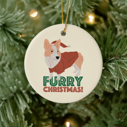 Cute Corgi Furry kerst Keramisch Ornament (Boom)