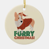 Cute Corgi Furry kerst Keramisch Ornament (Voorkant)
