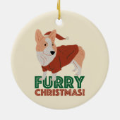 Cute Corgi Furry kerst Keramisch Ornament (Achterkant)