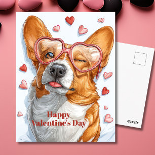 Cute Corgi Hartjes Valentijnsdag Ansichtkaart Briefkaart