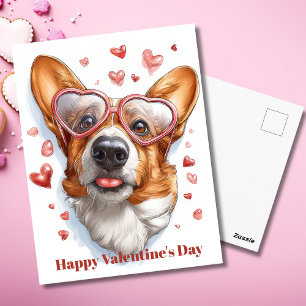 Cute Corgi Hartjes Valentijnsdag Postkaart