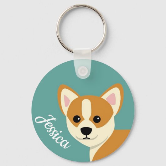Cute Corgi Hondenliefhebber Personalized Sleutelhanger (Voorkant)