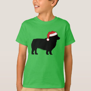Cute Corgi Kersthond Silhouette in Santa Hat T-shirt