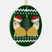 Cute Corgi KerstKerstkerstkerstkerstkerstkerstkers Keramisch Ornament (Rechts)