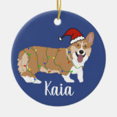 Cute Corgi Kerstmis Keramisch Ornament (Voorkant)