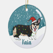 Cute Corgi Kerstmis Keramisch Ornament (Links)