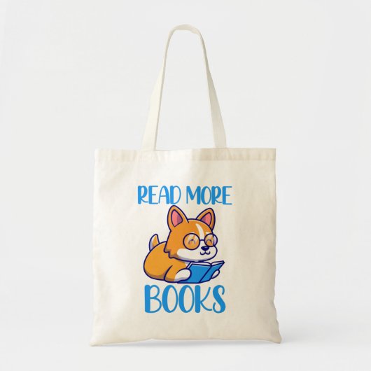 Cute Corgi Leest Boek Tote Tas (Voorkant)
