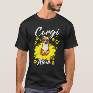 Cute Corgi Ma Sunflower met Moederdag van honden T-shirt