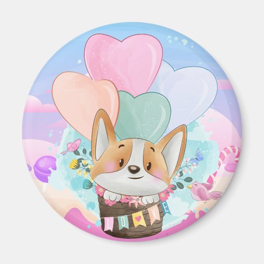Cute Corgi Magnet Magneet (Voorkant)
