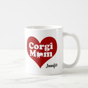 Cute Corgi mam Red Heart Koffiemok
