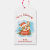 Cute Corgi Merry Kerstmis Cadeaulabel (Voorkant)