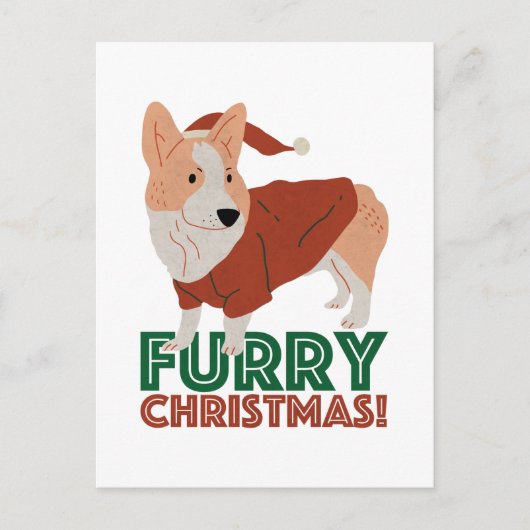Cute Corgi met kerstmis: Furry kerst Briefkaart (Voorkant)