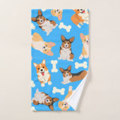 Cute Corgi Motif bleu (Serviette à main)