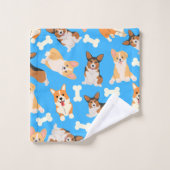 Cute Corgi Motif bleu (Gant de toilette)