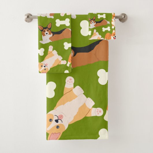 Cute Corgi Motif Vert (En situation)