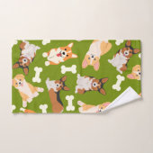Cute Corgi Motif Vert (Serviette à main)