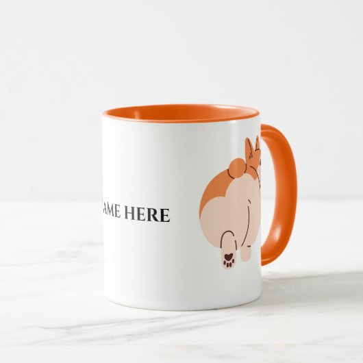 Cute Corgi mug avec nom modifiable (Devant droit)