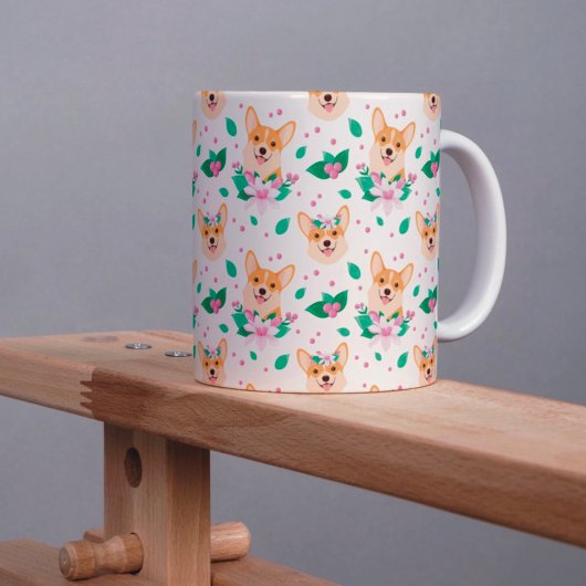 Cute Corgi Mug Florale