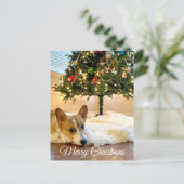 Cute Corgi onder de kerstboom Briefkaart (Staand voorkant)