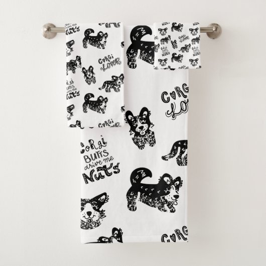 Cute Corgi Pattern Bad Handdoek (Insitu)